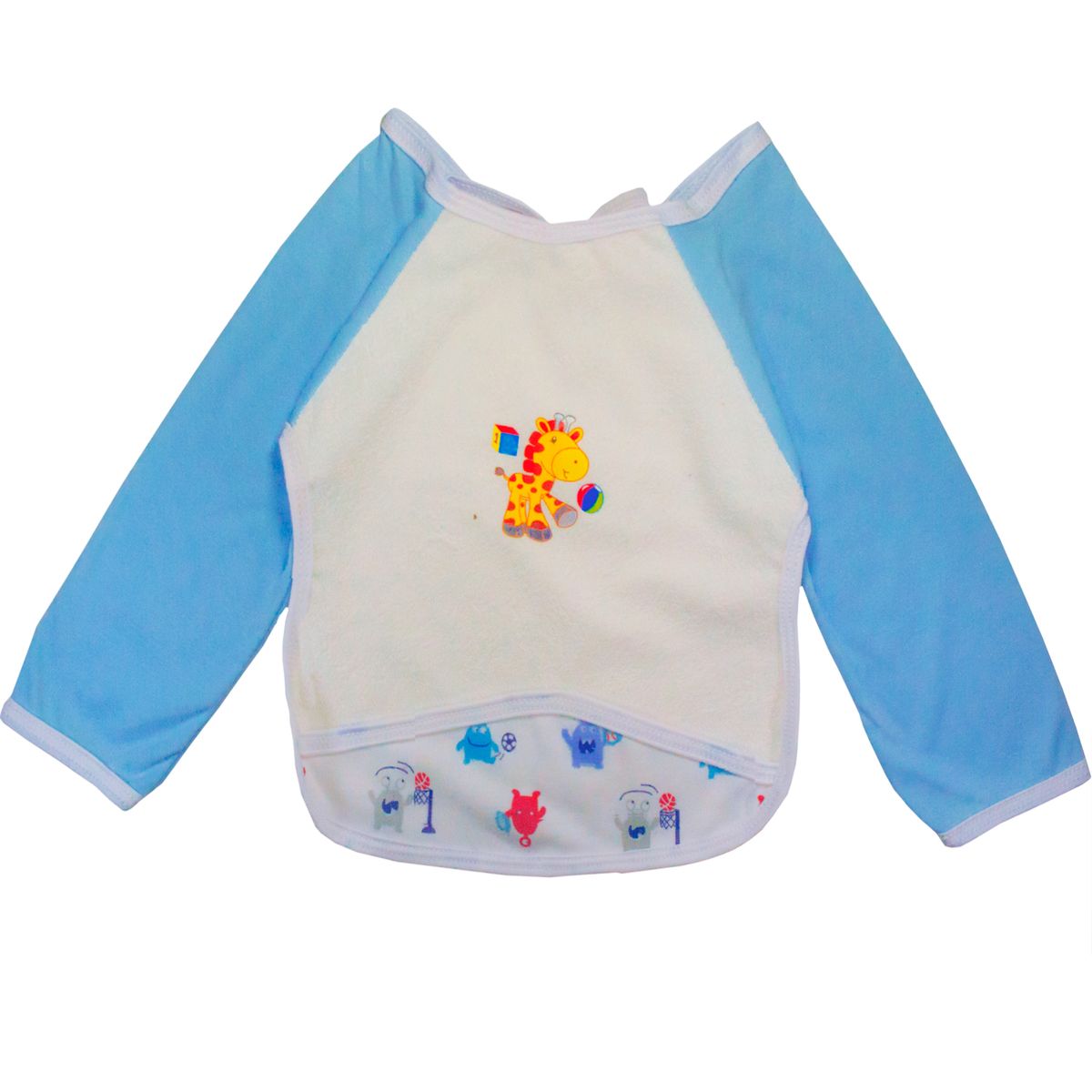 GENERICO - Babero con mangas para bebe niño - glotoncitos azul
