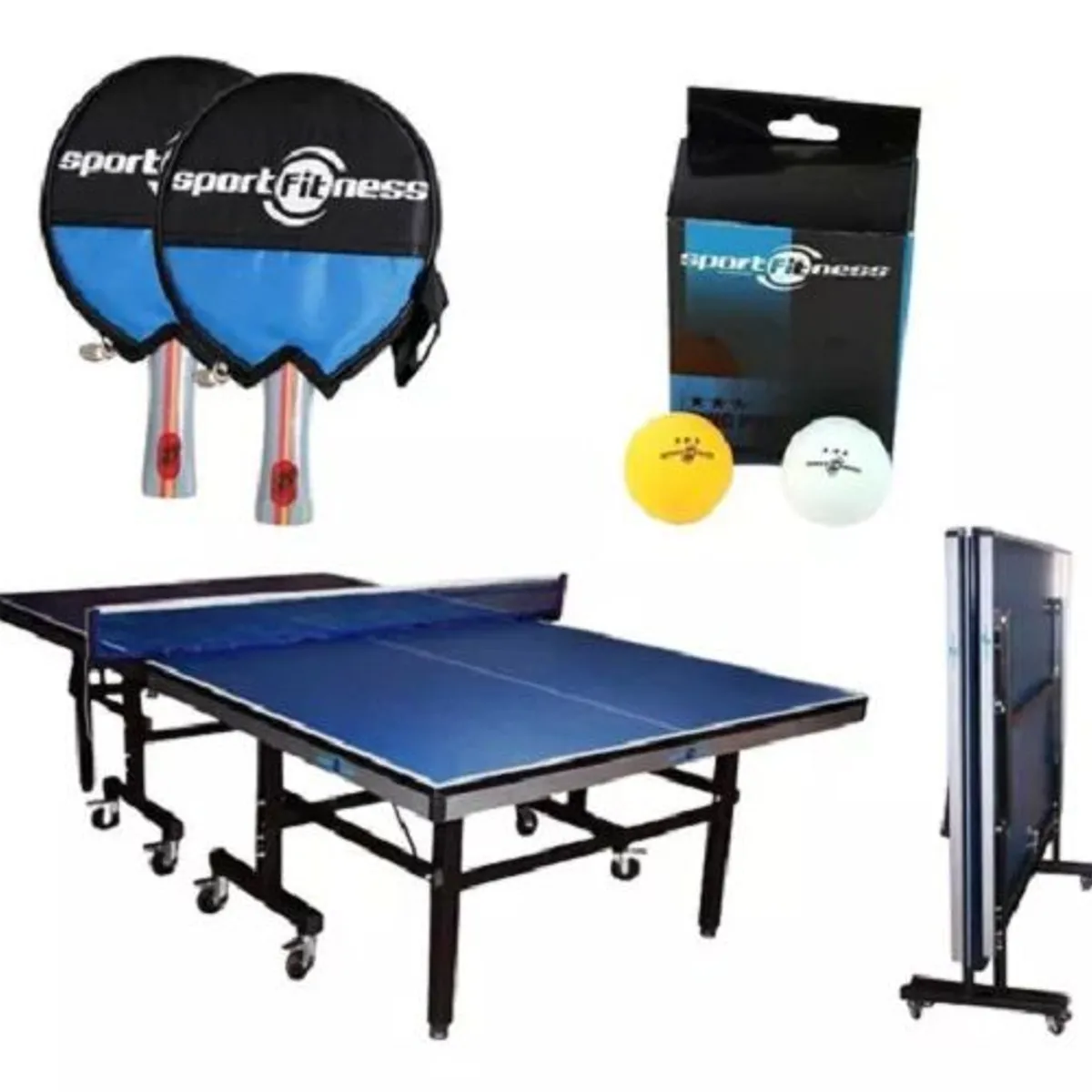 SPORT FITNESS - Mesa Ping Pong 16Mm  + Raquetas + Pelotas Ping Pong