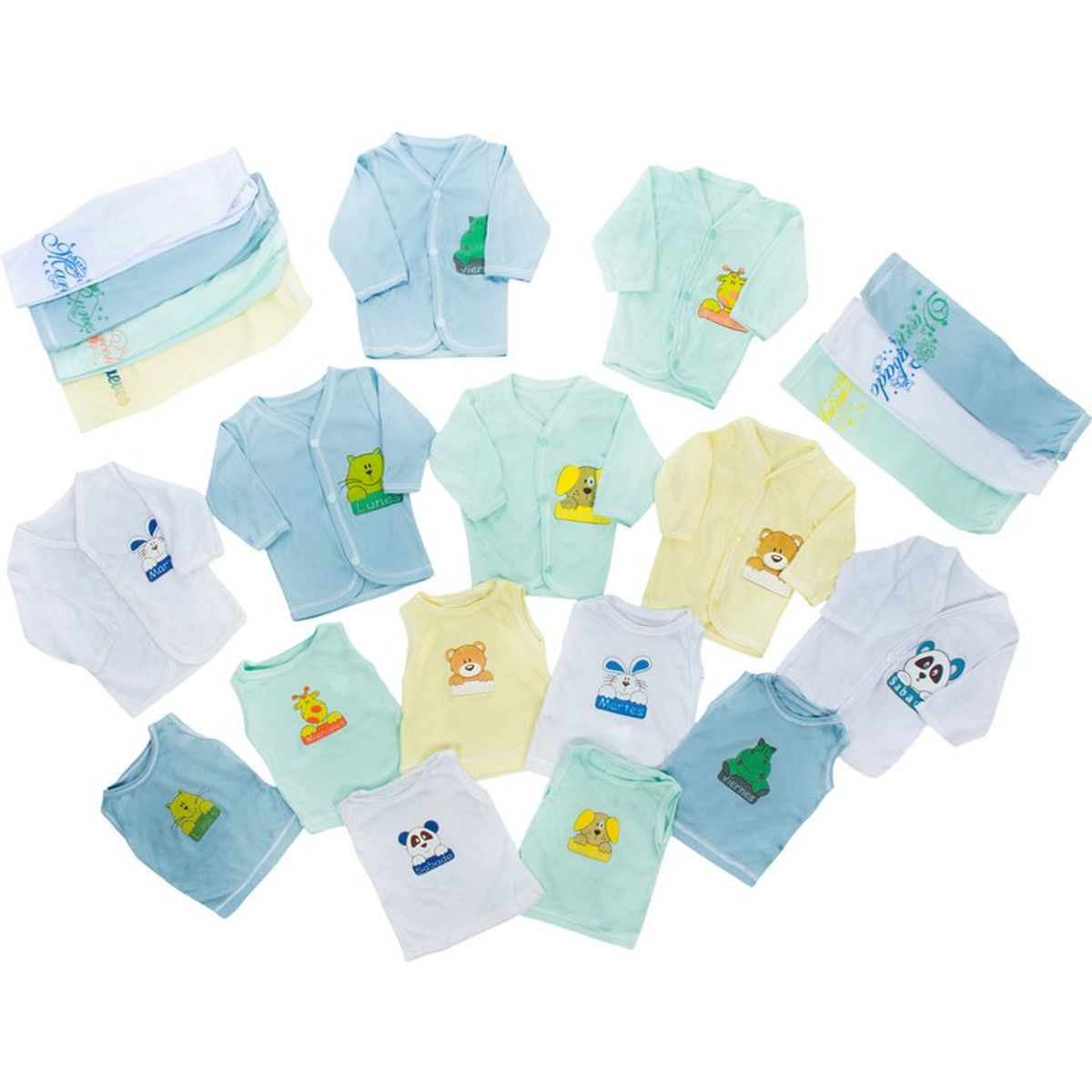 BABY KDS - Set semanario 21 piezas bebe niño glotoncitos - azul