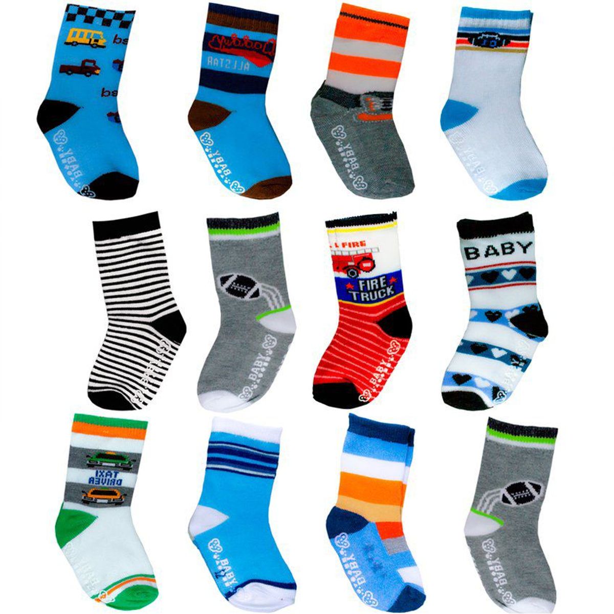 BABY KDS - Set medias x 12  para niño / bebe glotoncitos - multicolor.