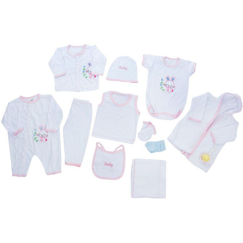 BABY KDS - Pimera muda 11 piezas  bebe glotoncitos - rosado 0-3 meses