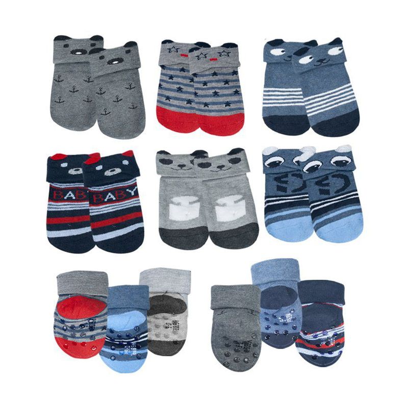 BABY KDS - Set medias antideslizantes x12  bebe glotoncitos multicolor