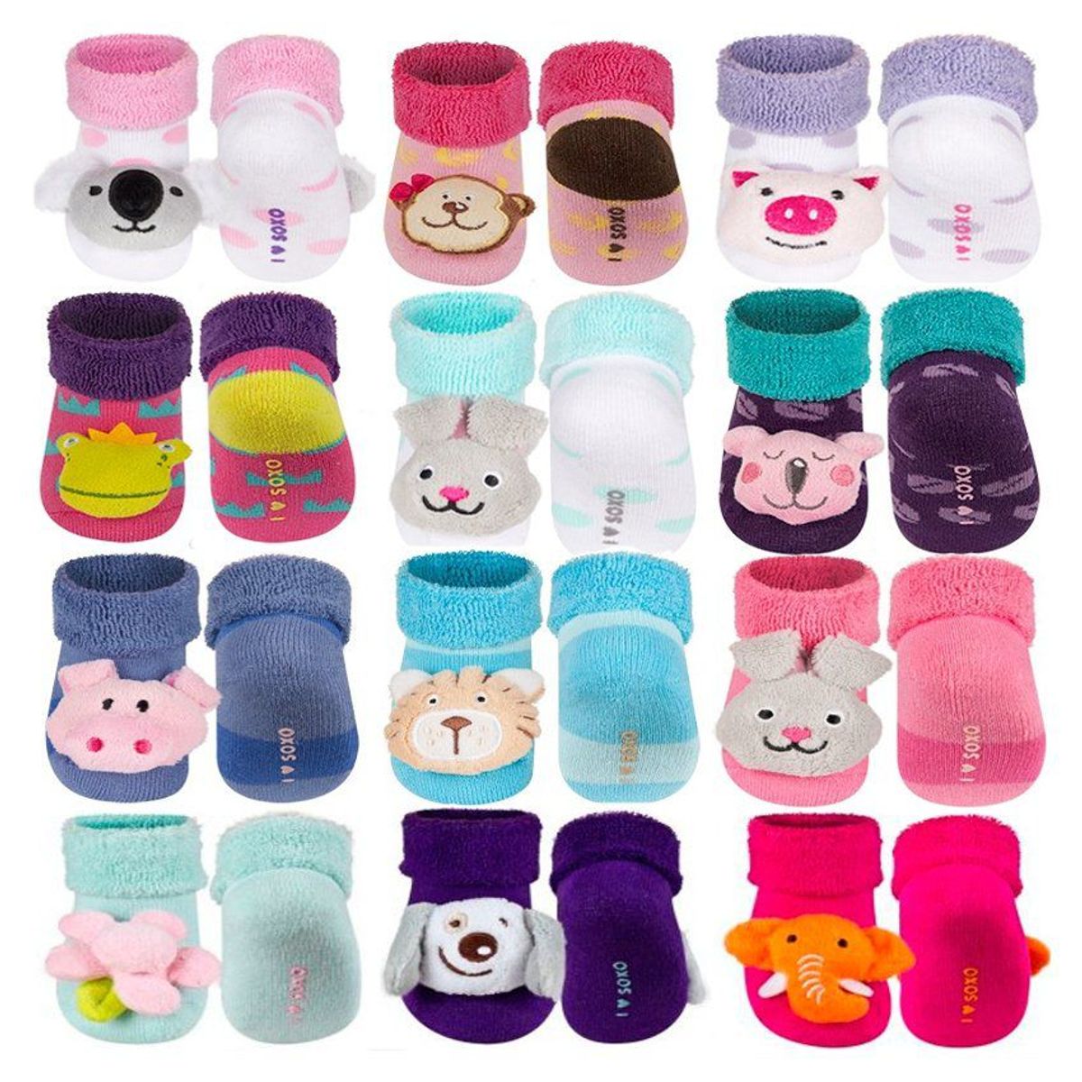 BABY KDS - Set medias sonajero x 12  para niña / bebe - multicolor