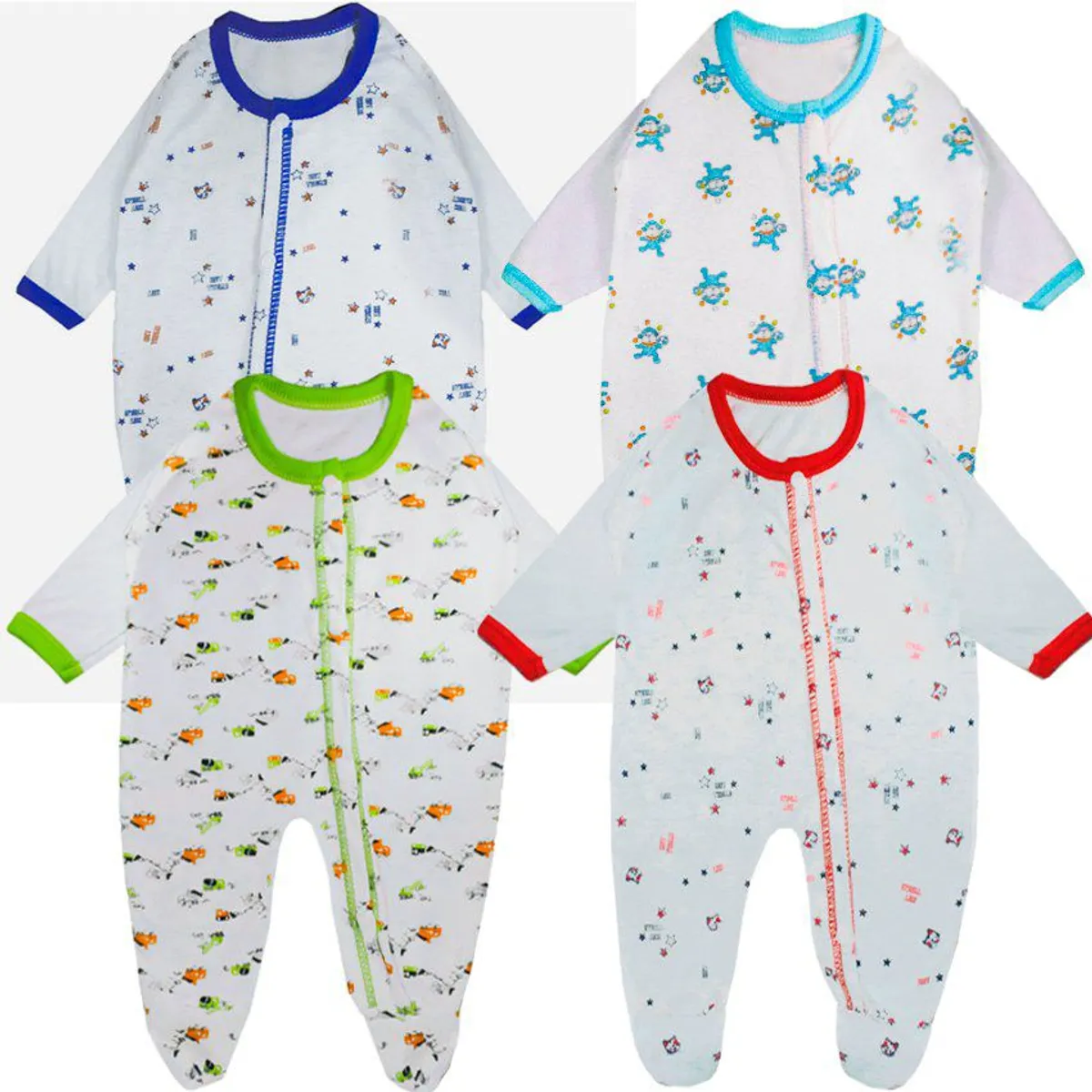 BABY KDS - Set mamelucos para bebe niño x4 glotoncitos -  multicolor