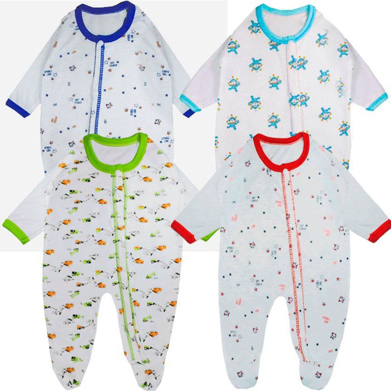 BABY KDS - Set mamelucos para bebe niño x4 glotoncitos -  multicolor