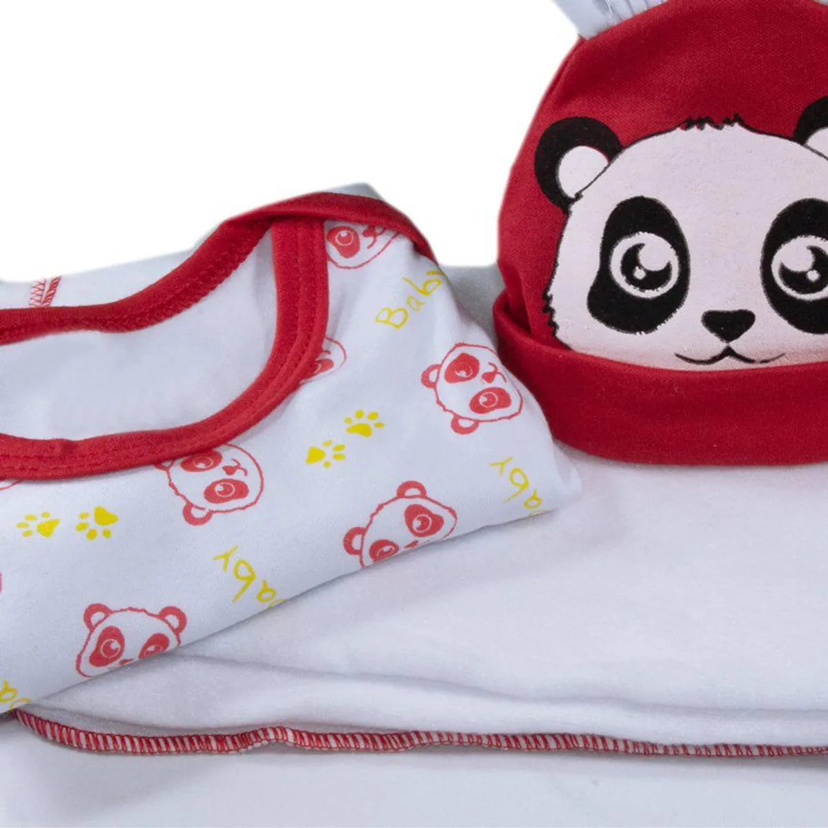 BABY KDS - Set primera muda panda glotoncitos - rojo