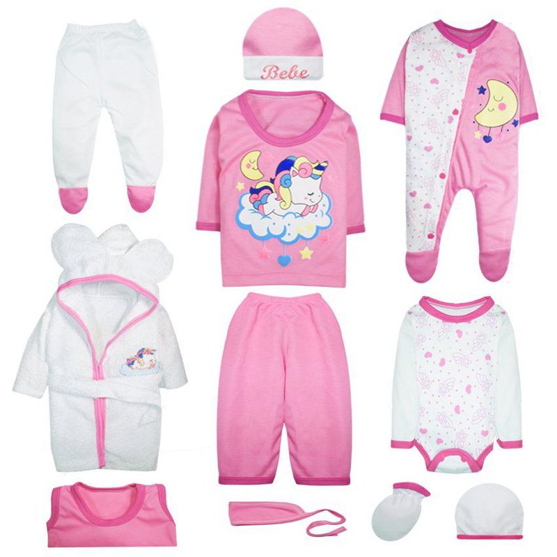 BABY KDS - Set primera muda 11 piezas glotoncitos - rosado