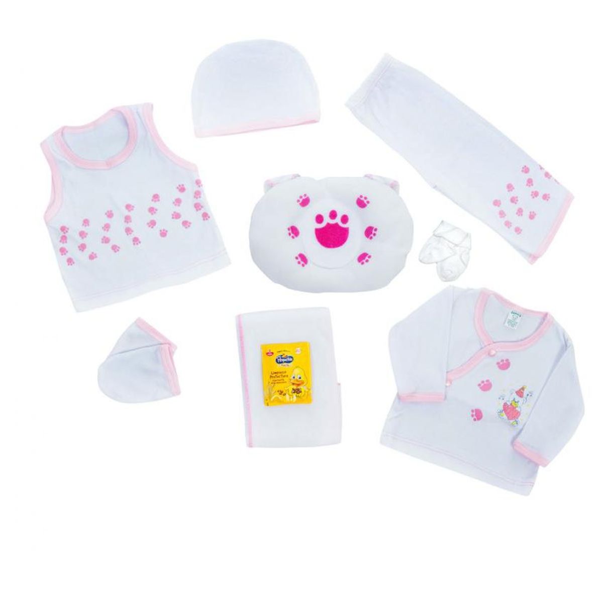 BABY KDS - Set 8 piezas primera muda para bebe - rosado 0-3 meses