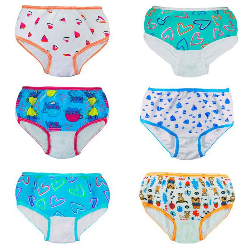 BABY KDS - Set x6 interior panty niña  bebe glotoncitos - multicolor.