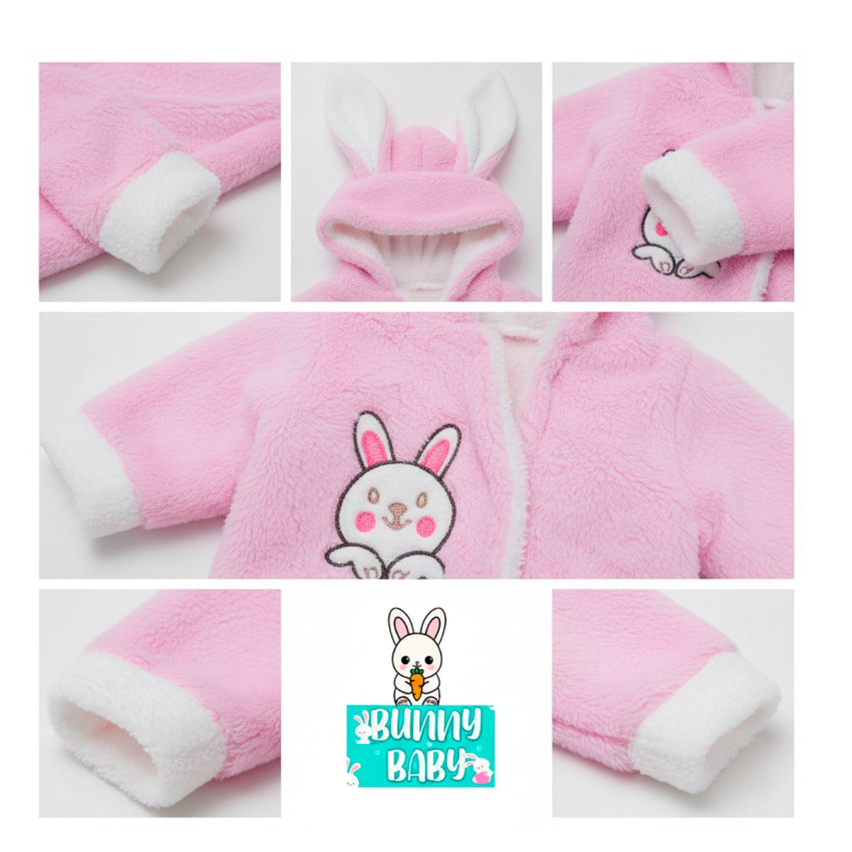 BABY KDS - Mameluco ovejero conejo termico bebe glotoncitos - rosado