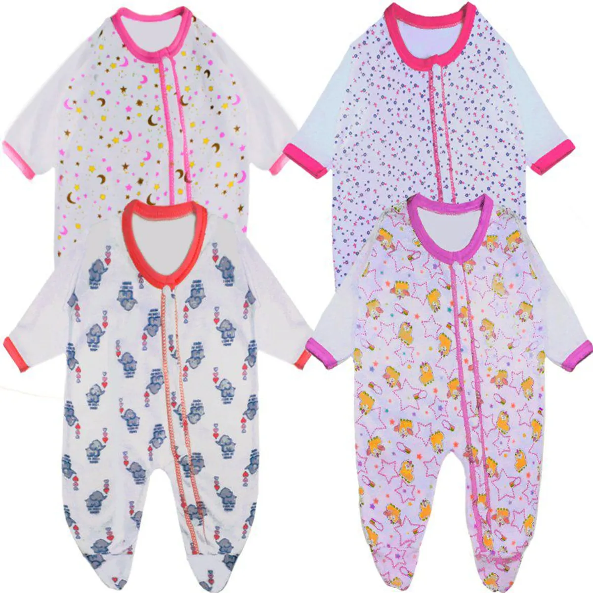 BABY KDS - Set mamelucos para bebe niña x4 glotoncitos -  multicolor.