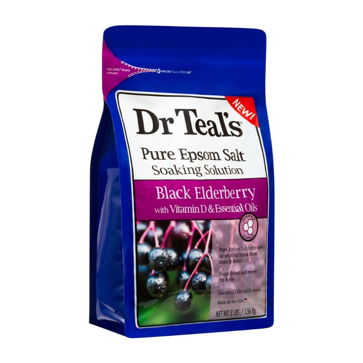 DR TEAL'S - Dr Teals Sal de Epsom Sauco Negro y Vitamina D 3lb