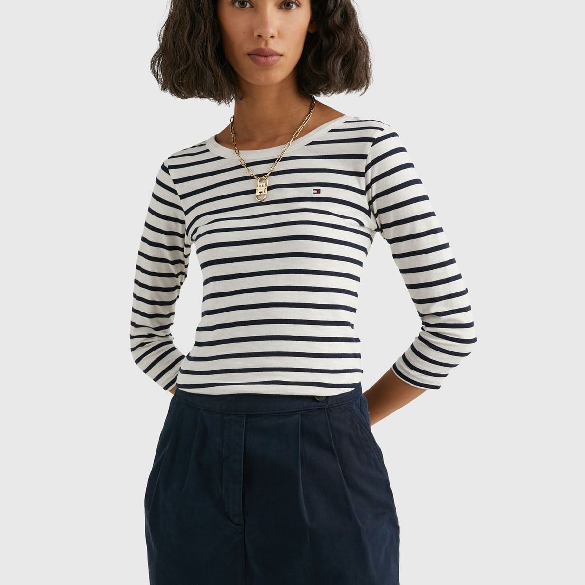 TOMMY HILFIGER - Camiseta 1985 De Manga Tres Cuartos Mujer  Tommy Hilfiger