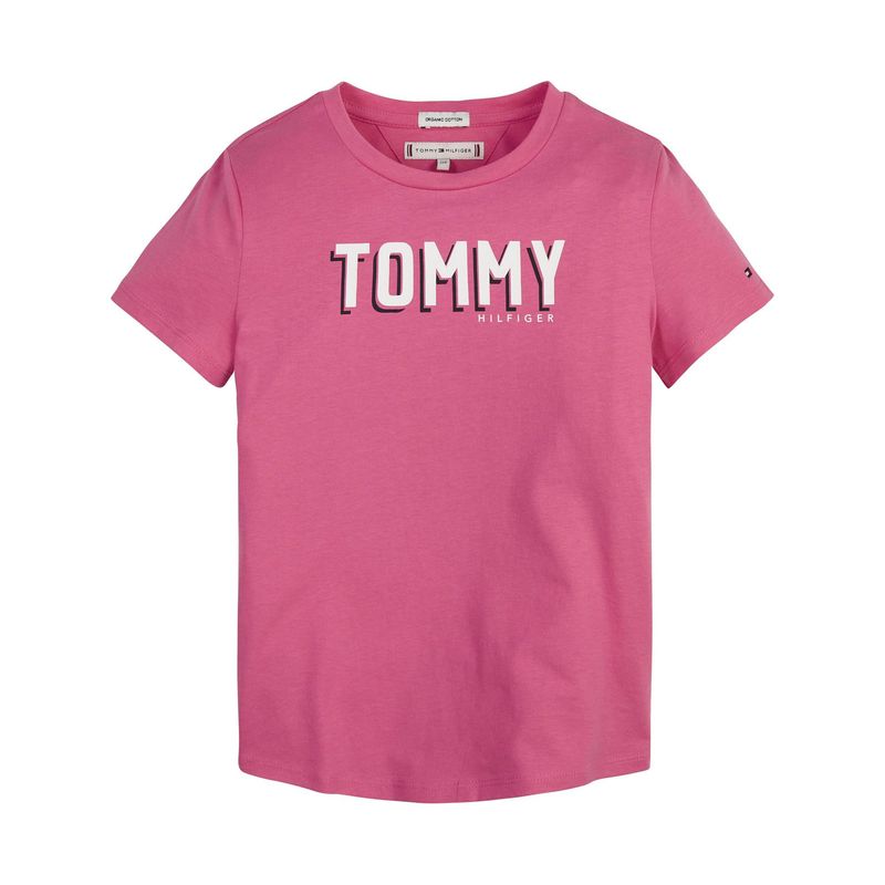 TOMMY HILFIGER - Camiseta Niña Essential De Algodón Orgánico Rosa Tommy Hilfiger