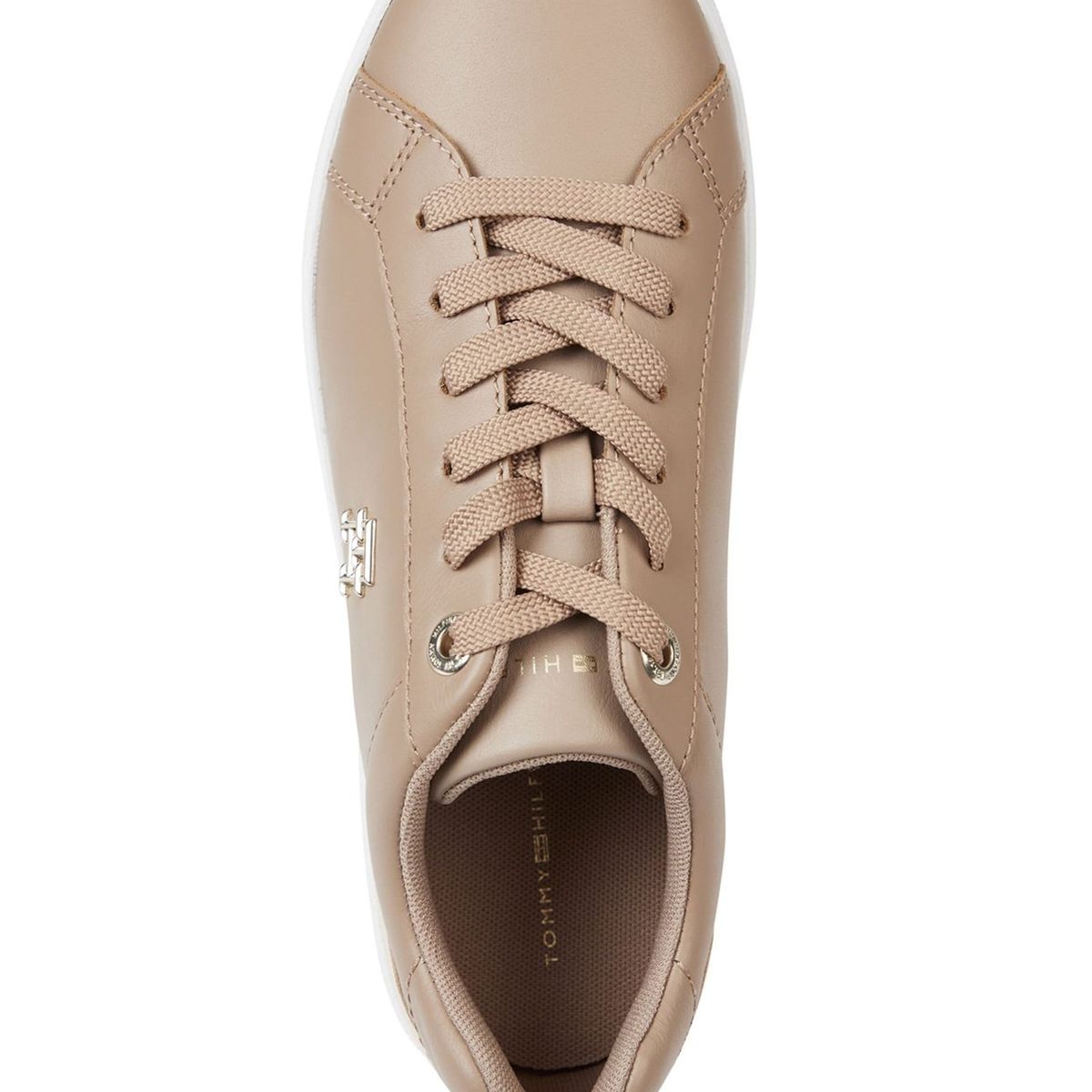 TOMMY HILFIGER - Tenis Beige Clásicas De Piel Para Mujer Tommy Hilfiger