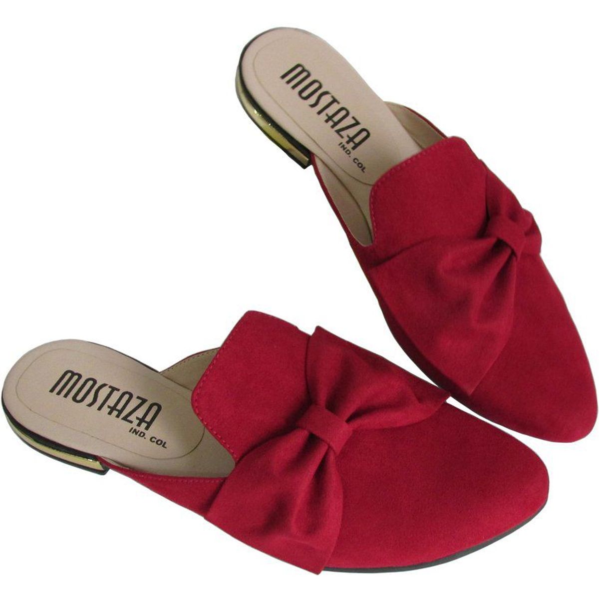 MOSTAZA - Zuecos - mules - rojos con moño al lado