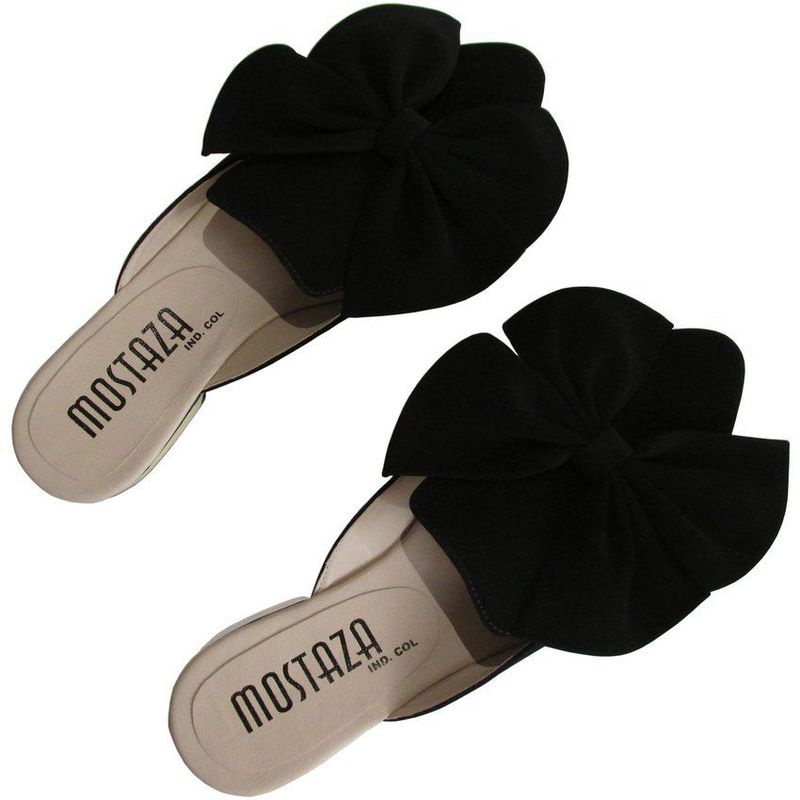 MOSTAZA - Zuecos - mules - negros con moño mariposa