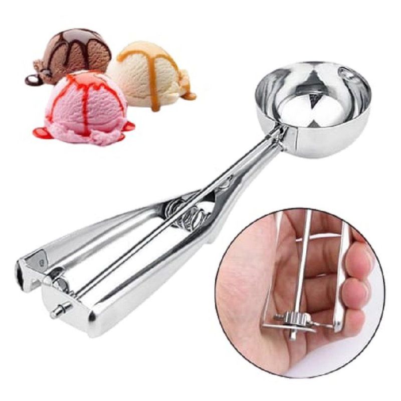 GENERICO - Cuchara para sacar bolas de helado tipo pinza acero cupcakes