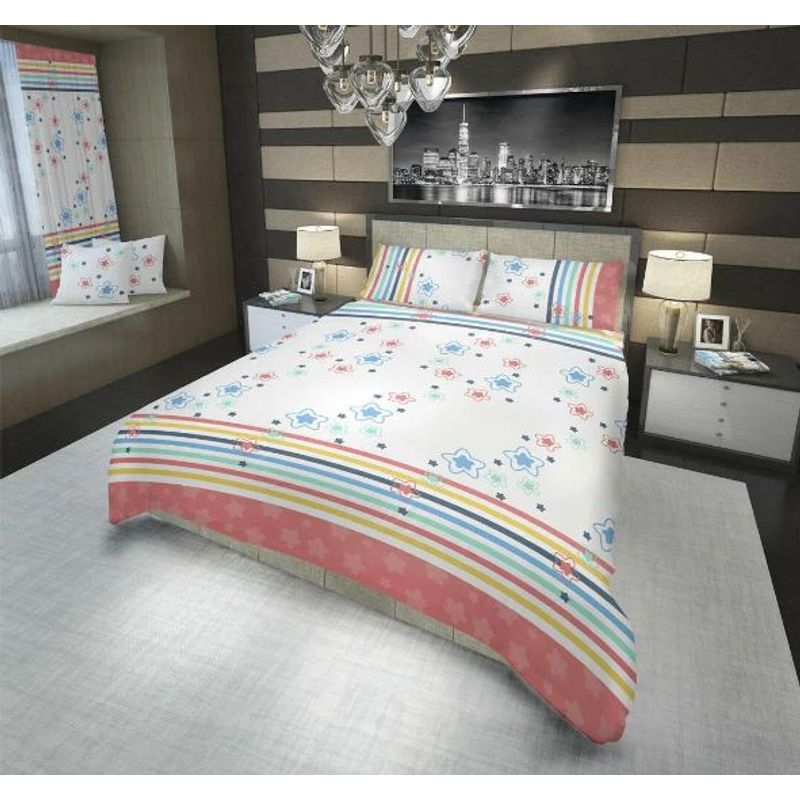 ELEGANCE - Juego de Sábanas estrellitas cama doble 1.40 x 1.90 4 piezas