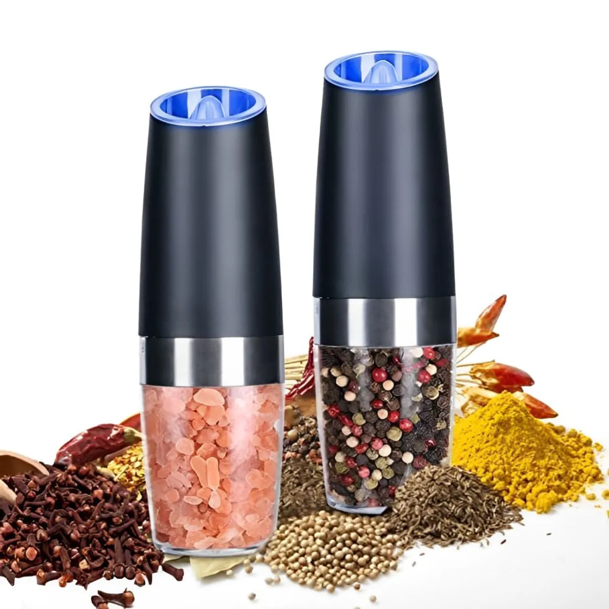 TECNOHOGAR JS - Molino Electrico Para Especias Sal Pimienta Por Gravedad Led