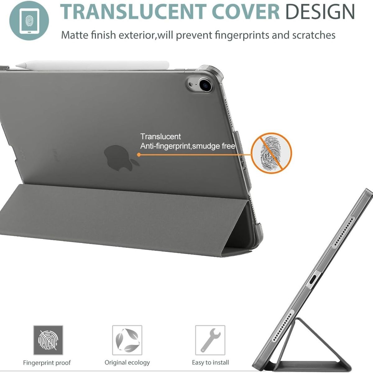 GENERICO - Estuche Protector Smart Case Para Ipad Air 11 Chip M2 Y M3 2024 Y 2025 - Gris