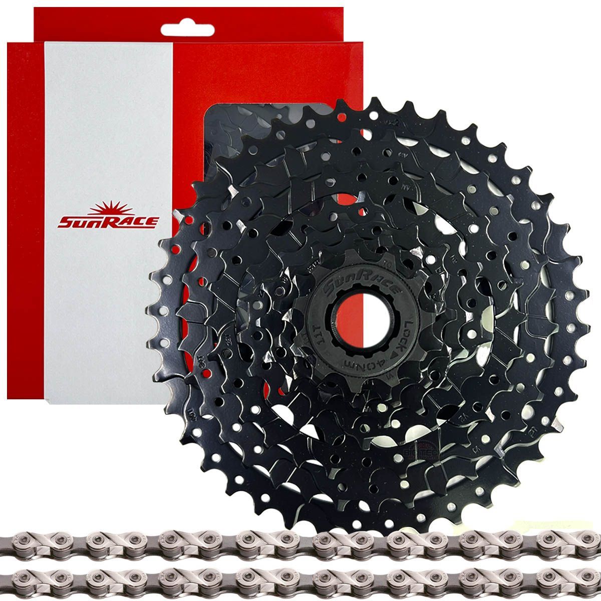 SUNRISE - Pacha Bicicleta 8 Velo. Sunrace M680 11-40 y Cadena Kmc X8