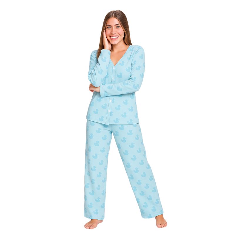 ROMANELLA - Pijama Térmica Alejandra Para Mujer Abierta Con Botones Romanella