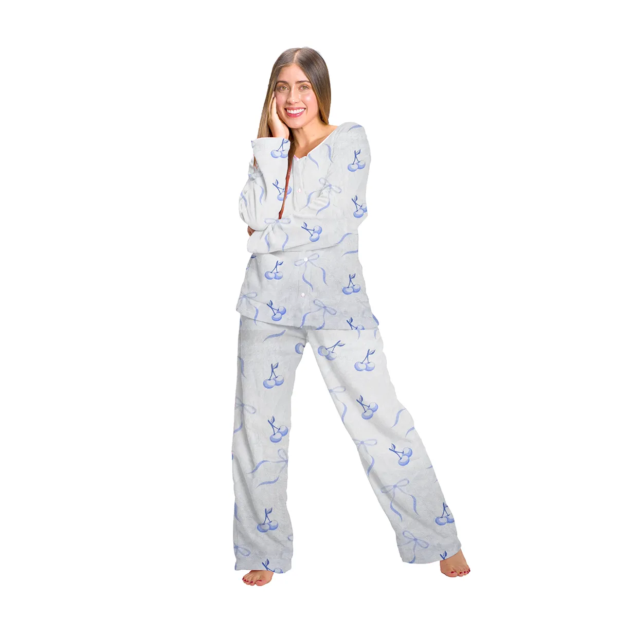 ROMANELLA - Pijama Térmica Alejandra Para Mujer Abierta Con Botones Romanella