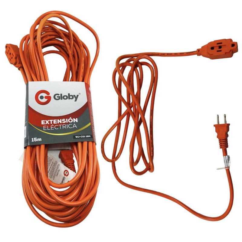 GENERICO - Extensión Electrica Encauchada Naranja 15mts Profesional
