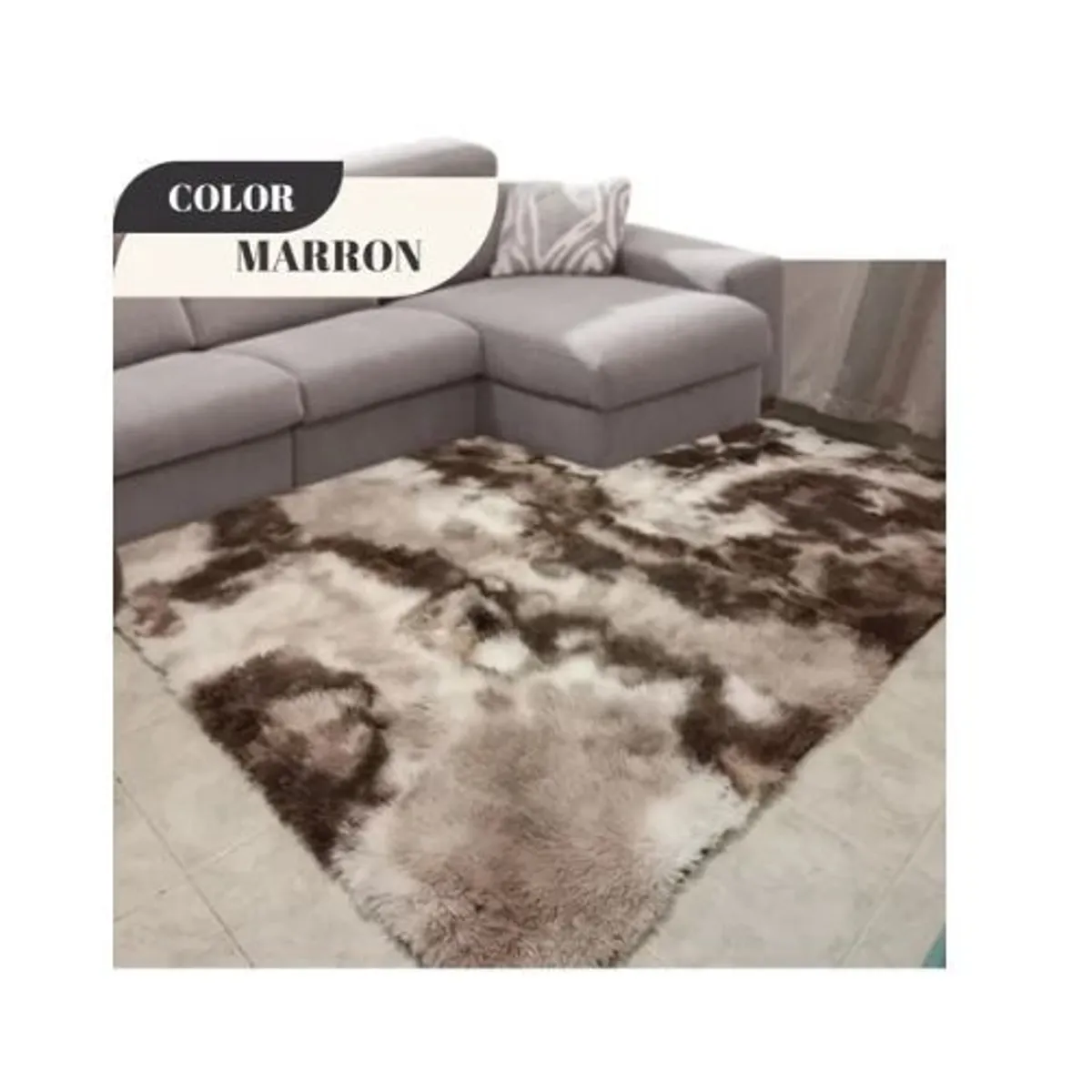 AMERICO SHOP - Tapete alfombra peluda jaspeada Marron 2 x 1,5 mt tapete peluche