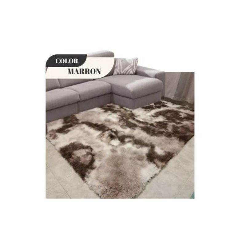 AMERICO SHOP - Tapete alfombra peluda jaspeada Marron 2 x 1,5 mt tapete peluche