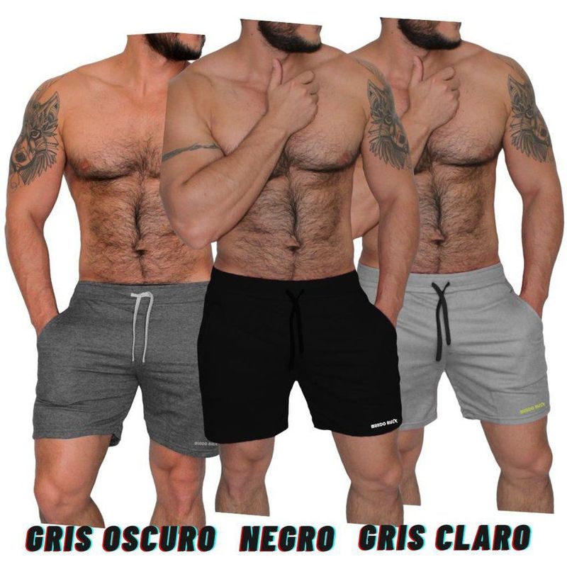 GENERICO - 3 unid de shorts largo medio mundo alfa de hombre slim fit
