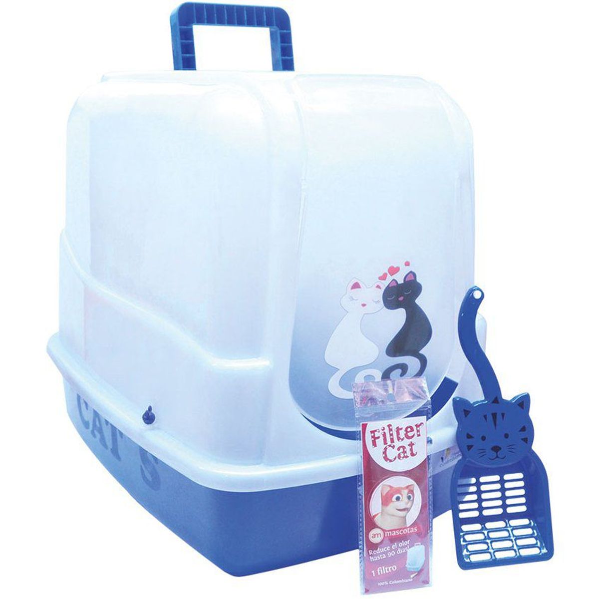 AM MASCOTAS - Arenera o baño gatos con filtro filter cat Aguamarina