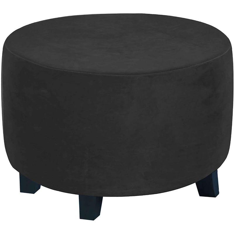 DISEÑOS RAMONA'S - Puff Decorativo Redondo 40x40 Negro Tela