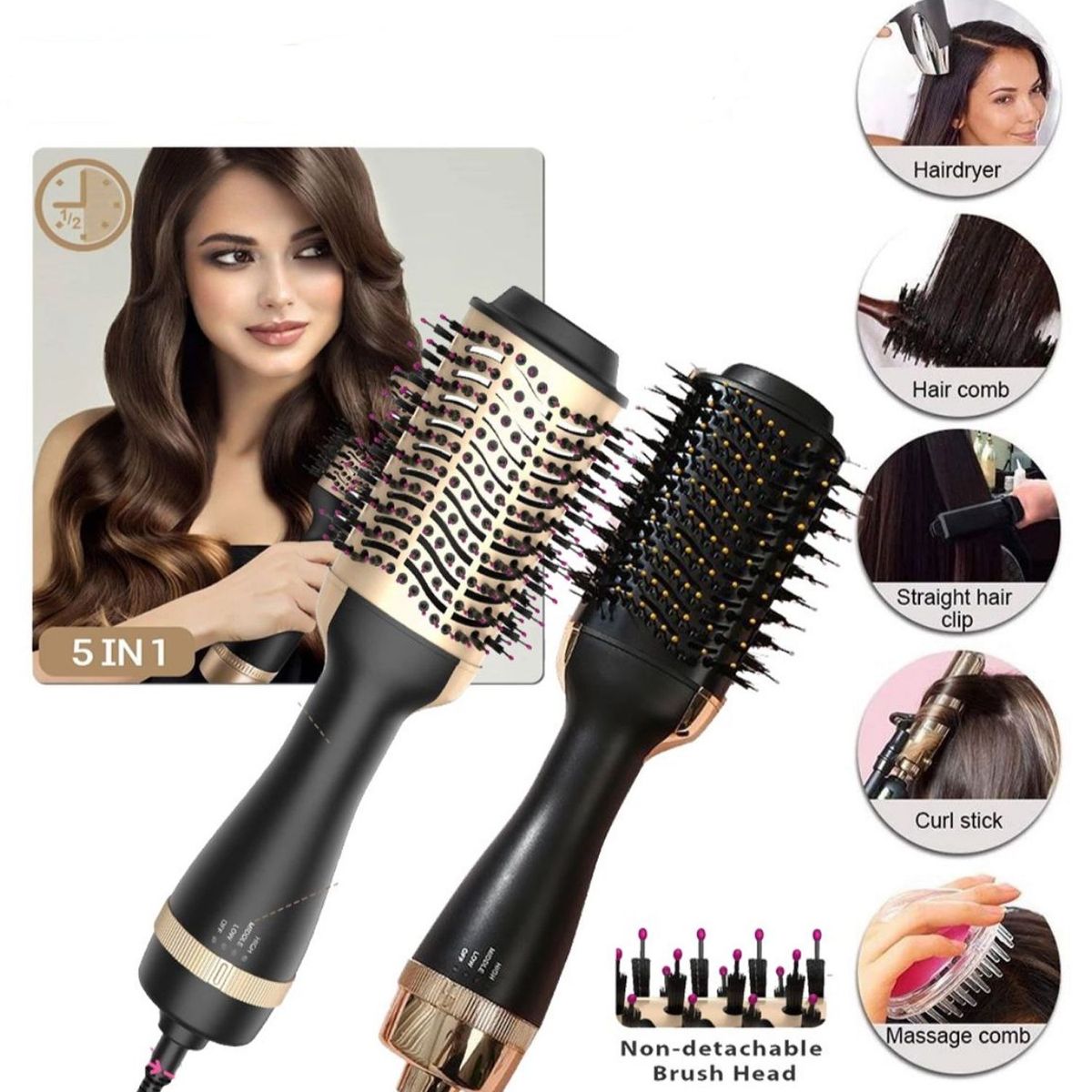 ONE PIXEL - Cepillo Secador Keratina Dorado 2000W ONE PIXEL