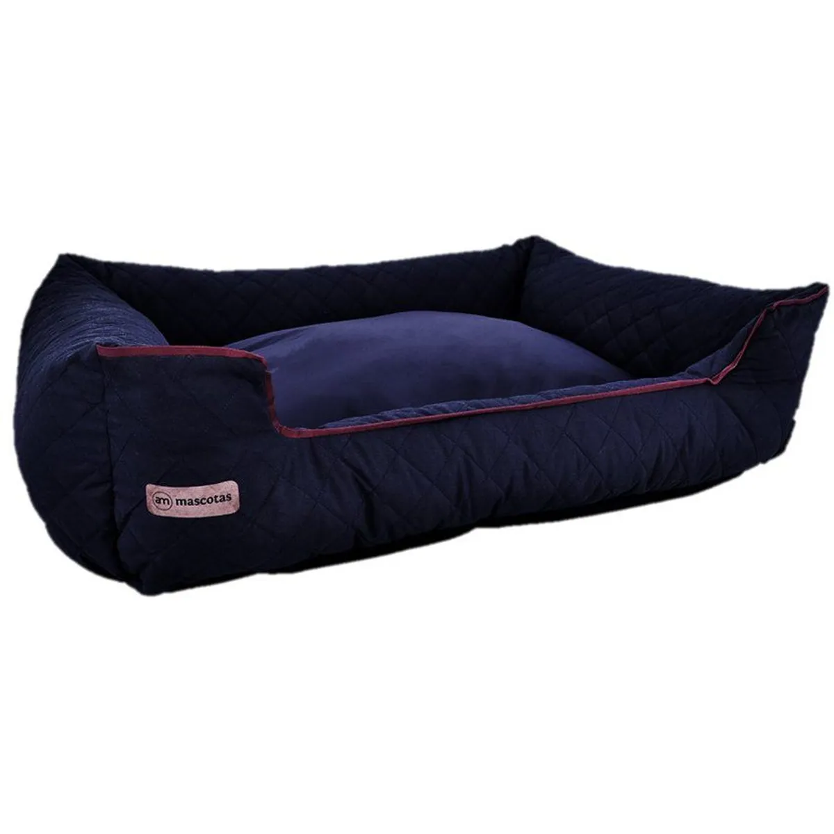 AM MASCOTAS - Cama para perro acolchada luxury grande azul oscuro lavable