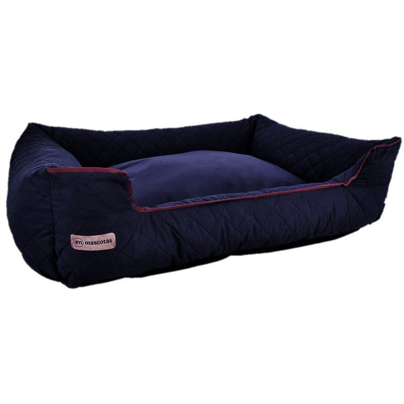 AM MASCOTAS - Cama para perro acolchada luxury grande azul oscuro lavable