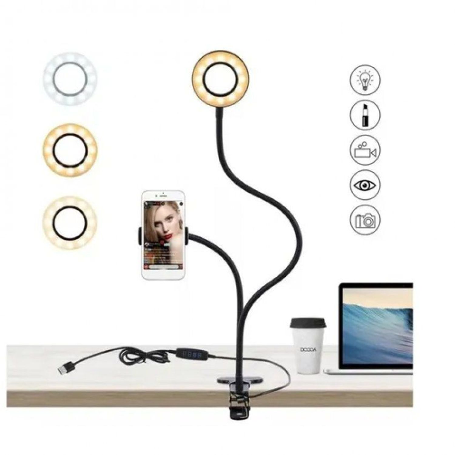 Aro De Luz Para Celular Para Video Selfie Fotografía Trípode