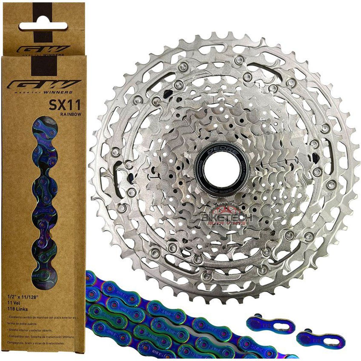 SHIMANO - Pacha Bicicleta Shimano M5100 11-51 y Cadena Gw Tornasol