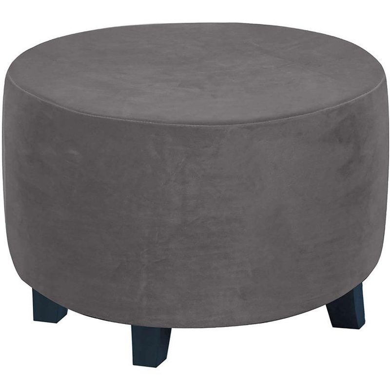 DISEÑOS RAMONA'S - Puff Decorativo Redondo 40x40 Gris Tela