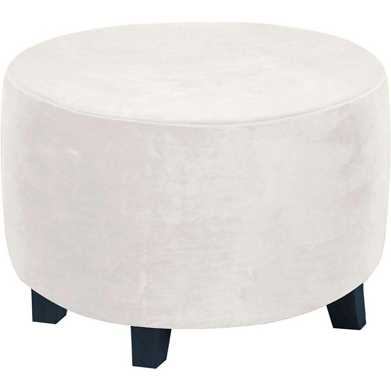 DISEÑOS RAMONA'S - Puff Decorativo Redondo 40x40 Blanco Tela