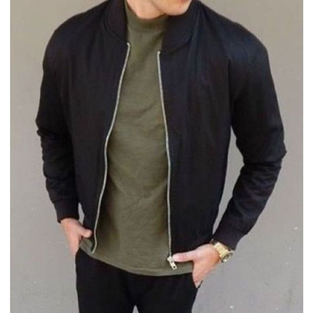 URBAN PLUS - Chaqueta hombre bomber negra hubble