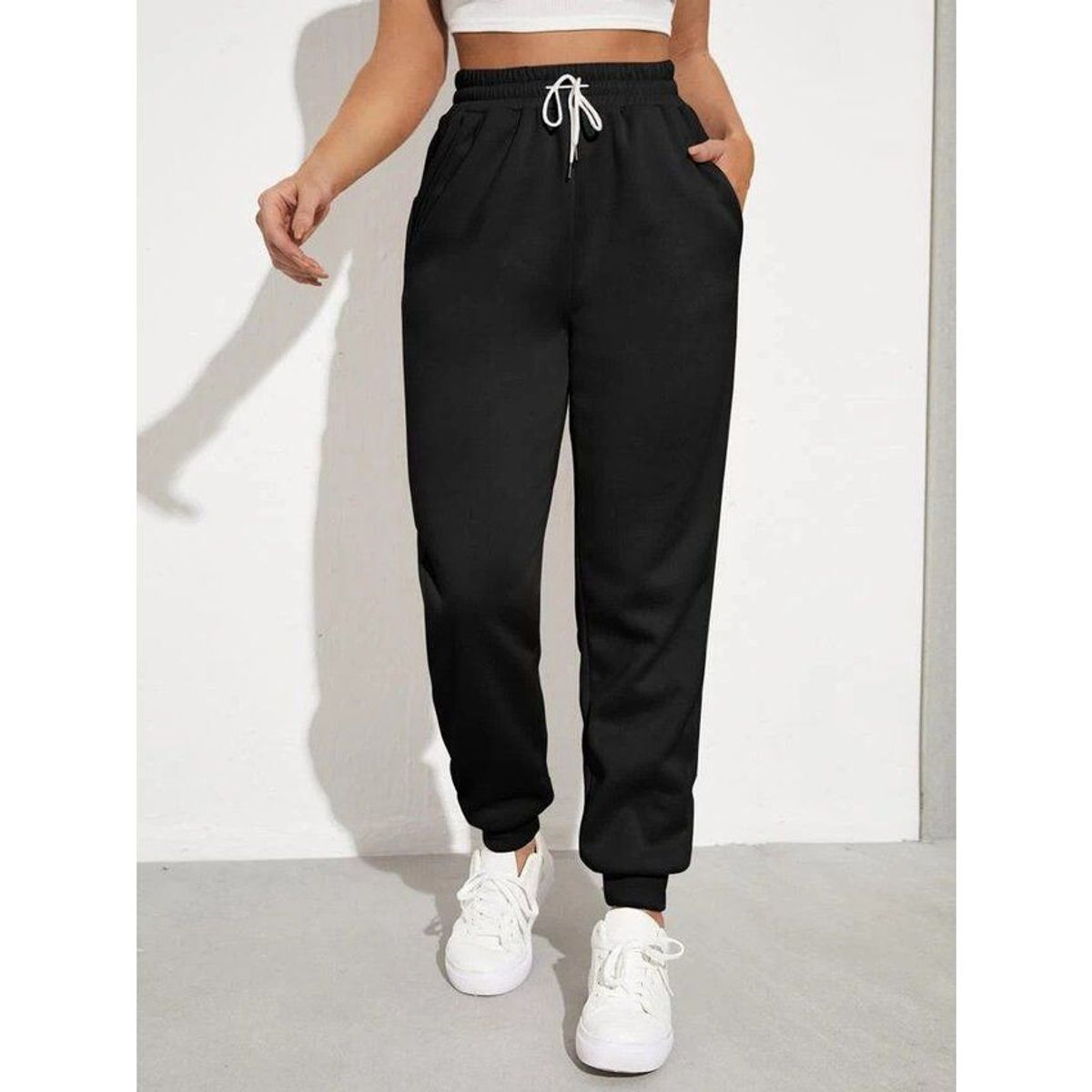 URBAN PLUS - Pantalon jogger mujer negro hubble.