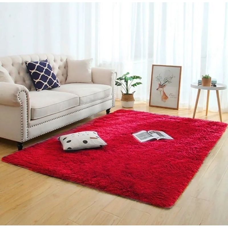 AMERICO SHOP - Tapete alfombra peluda Rojo tapete peluche 150 x 200 cm