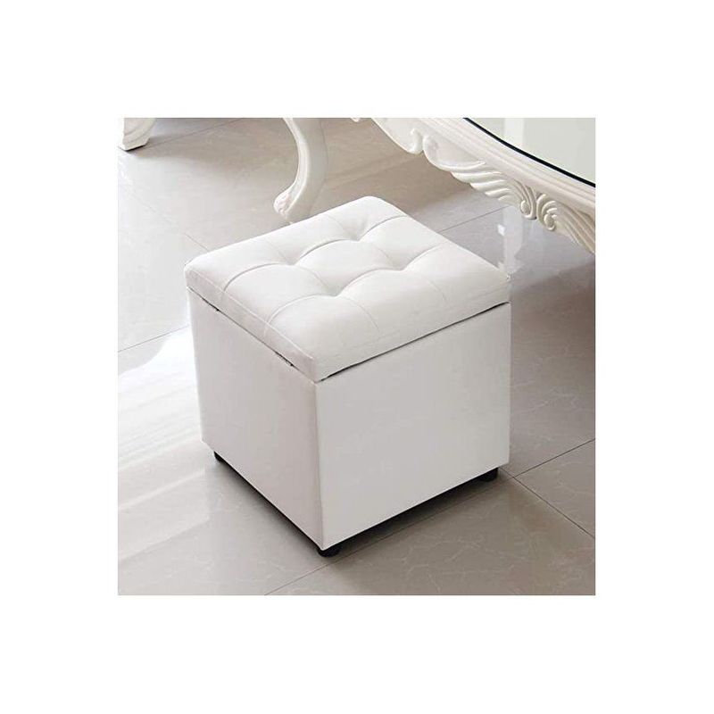DISEÑOS RAMONA'S - Puff Baúl 40x40 Blanco Sintético