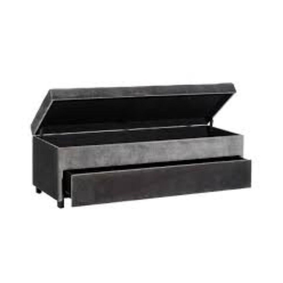 DISEÑOS RAMONA'S - Puff Baúl Zapatero Doble Nivel 100x50x50 Negro