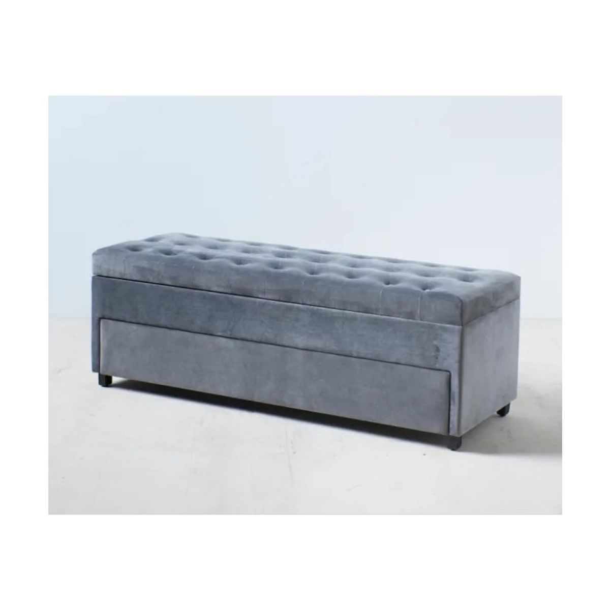 DISEÑOS RAMONA'S - Puff Baúl Zapatero Doble Nivel 100x50x50 Gris