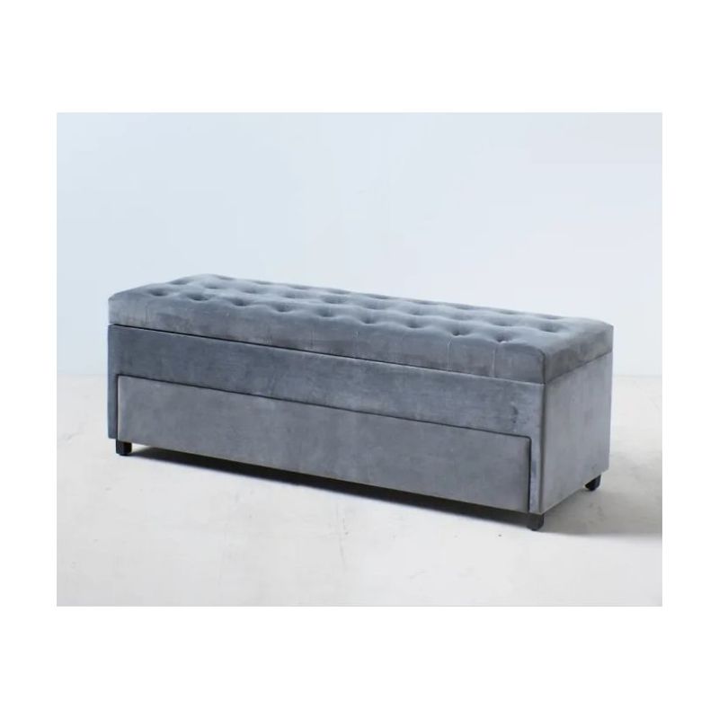 DISEÑOS RAMONA'S - Puff Baúl Zapatero Doble Nivel 100x50x50 Gris