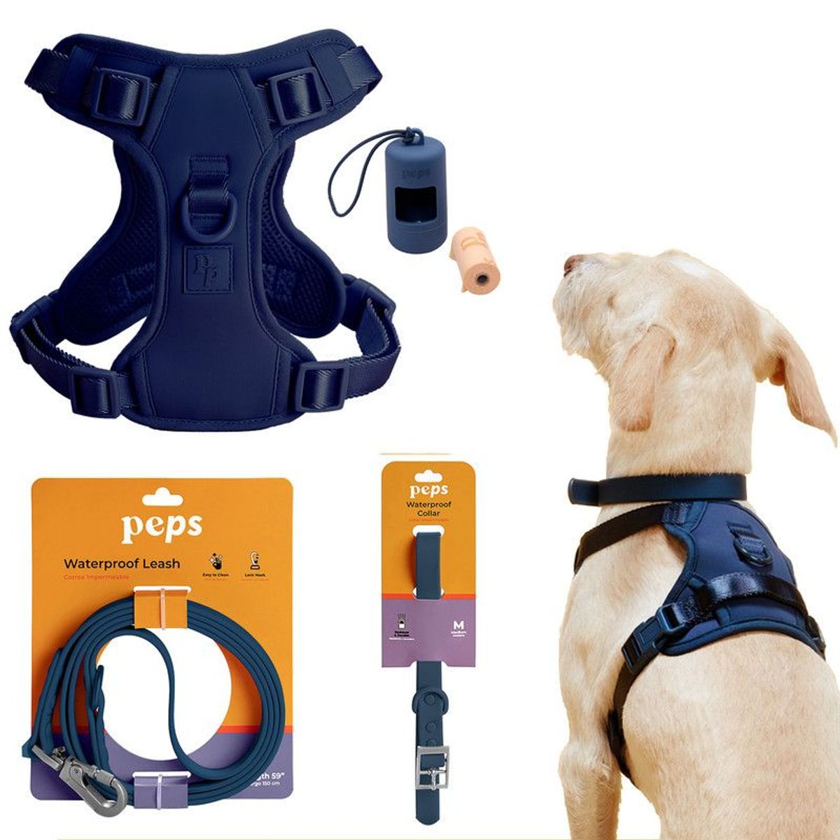 PEPS WE LOVE BEST FRIENDS - Correa Porta Bolsas Arnes Collar Perro Peps Kit De Paseo-