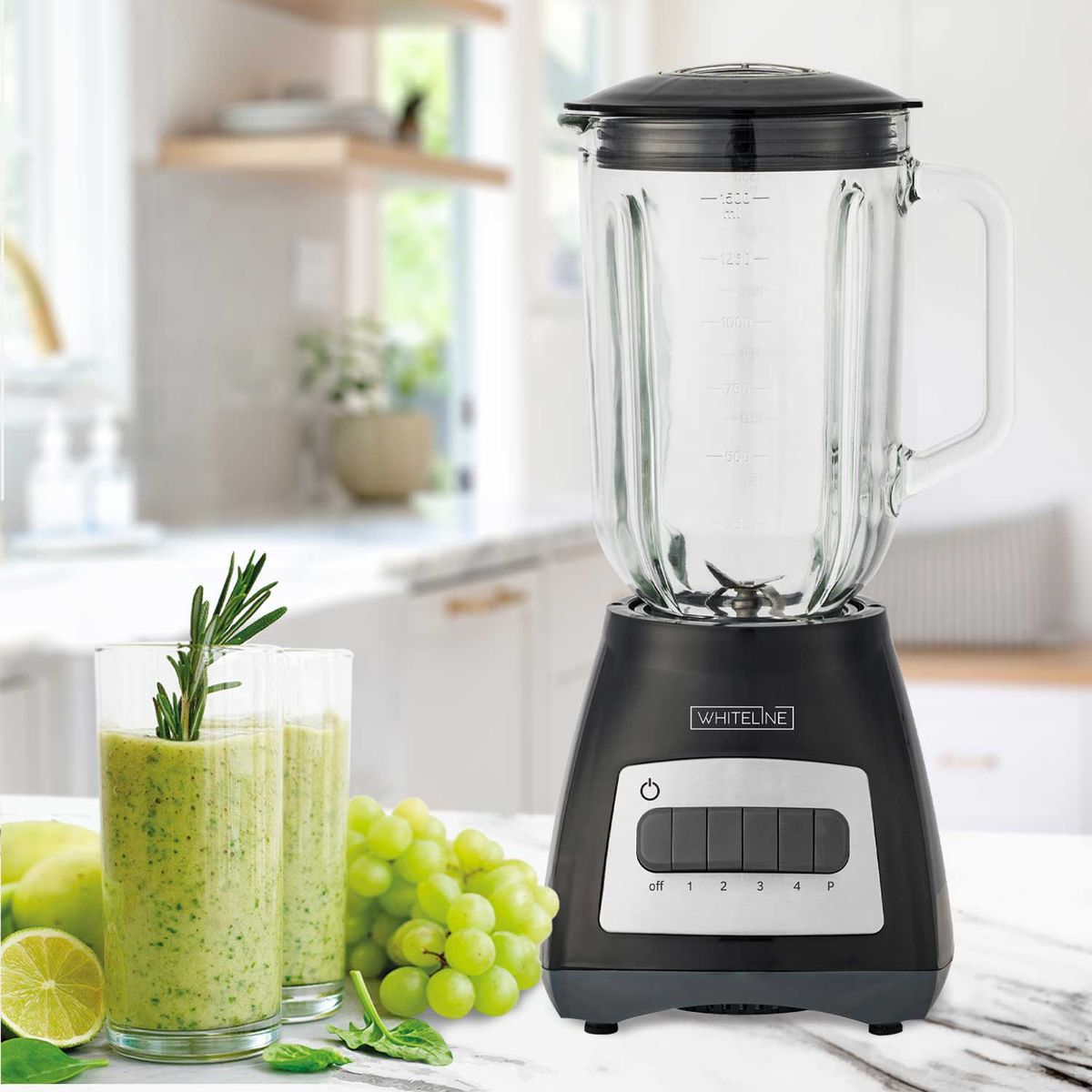 WHITELINE - LICUADORA DE VASO DE VIDRIO NEGRA WHITELINE